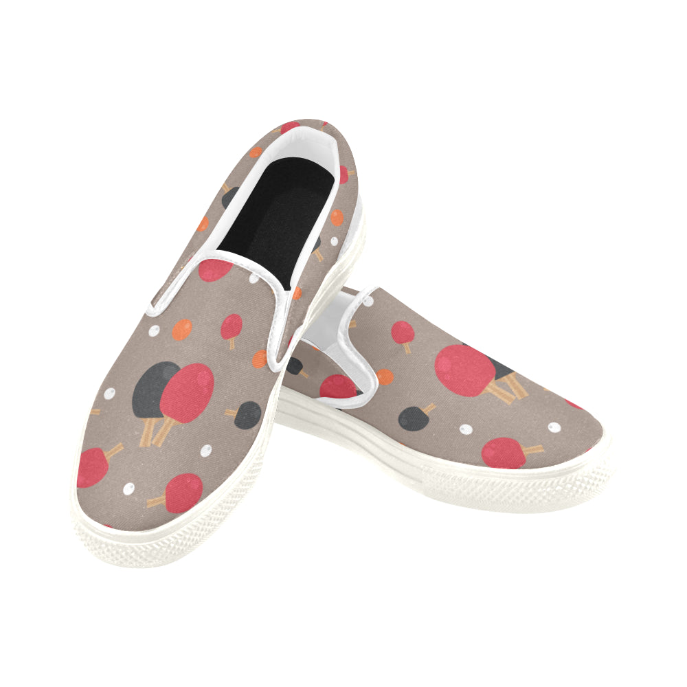 Ping Pong Pattern White Women's Slip-on Canvas Shoes