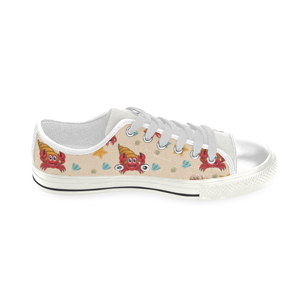 Hermit Crab Pattern White Low Top Canvas Shoes for Kid