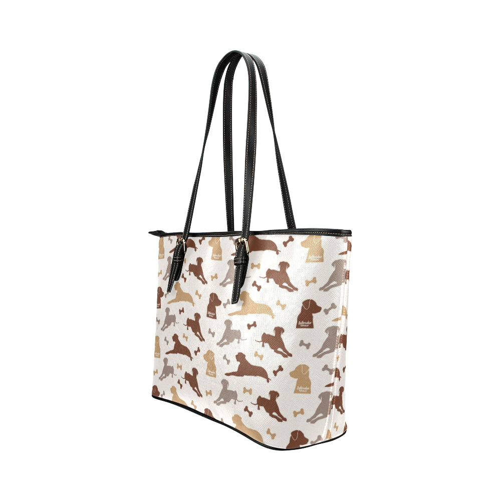 Labrador Retriever Pattern Leather Tote Bag/Small