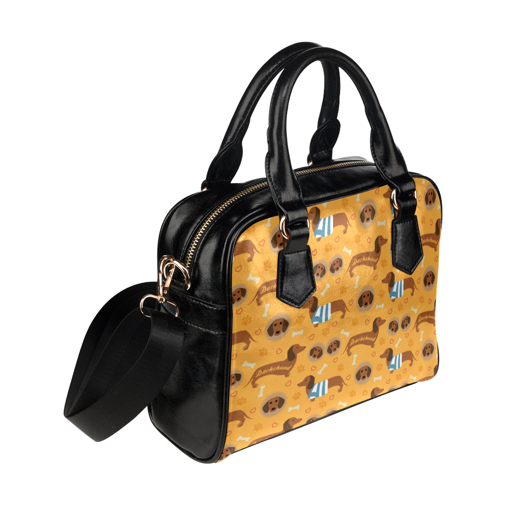 Dachshund Pattern Shoulder Handbag