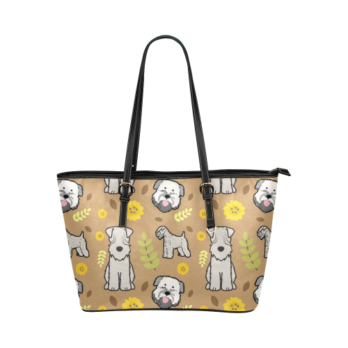 Soft Coated Wheaten Terrier Flower Leather Tote Bag/Small