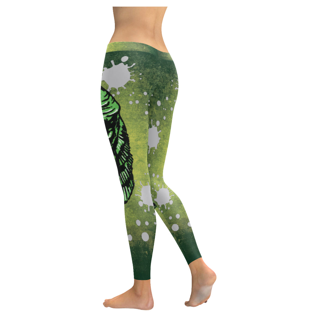 Creature on black lagoon Low Rise Leggings (Invisible Stitch) (Model L