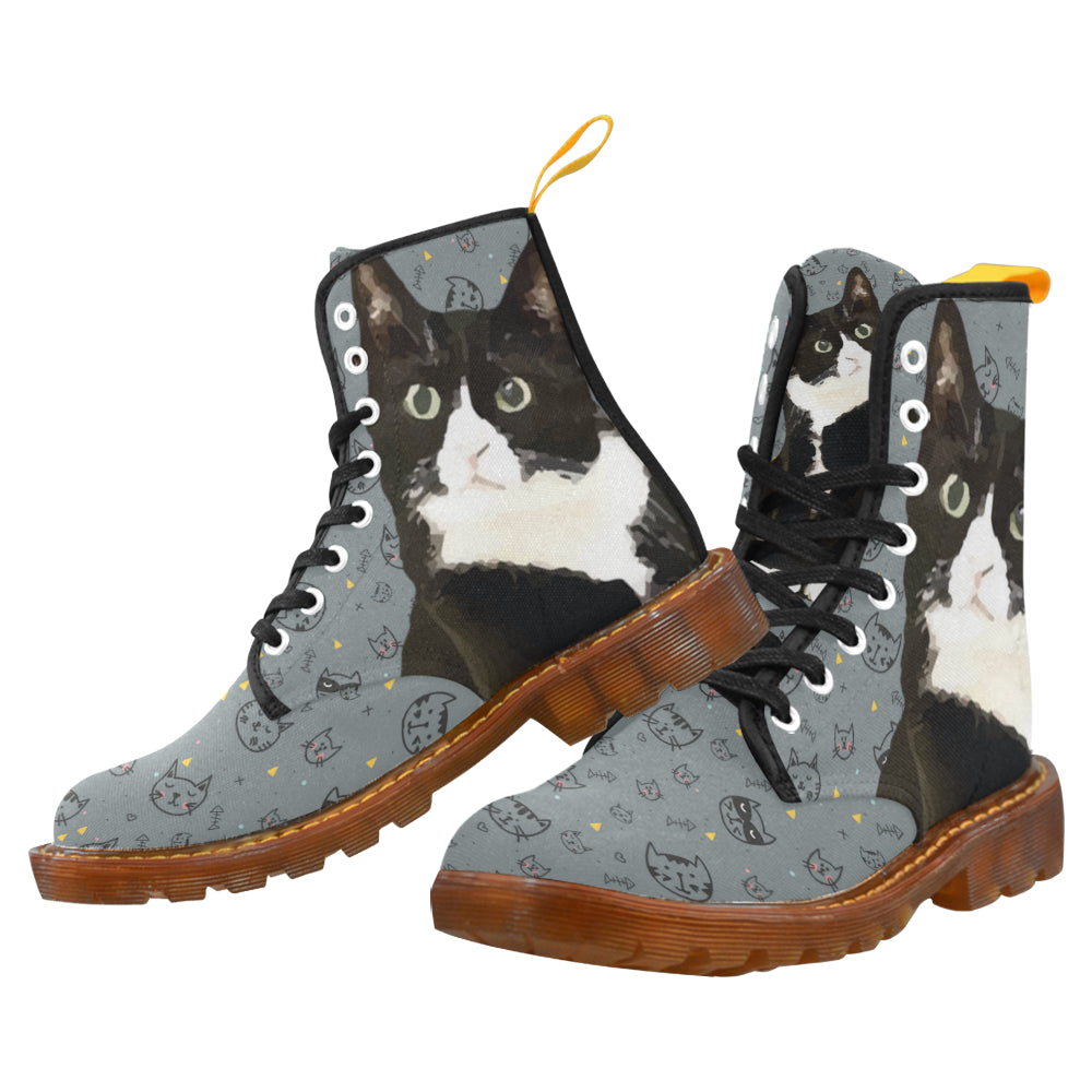 Tuxedo Cat Black Boots For Women