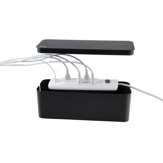 Basics - Cable Management Box with Mobile Stand - Power Strip,  Cords, Wires