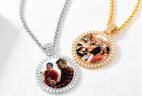 Custom Round Picture Necklace With Cubic Zirconia