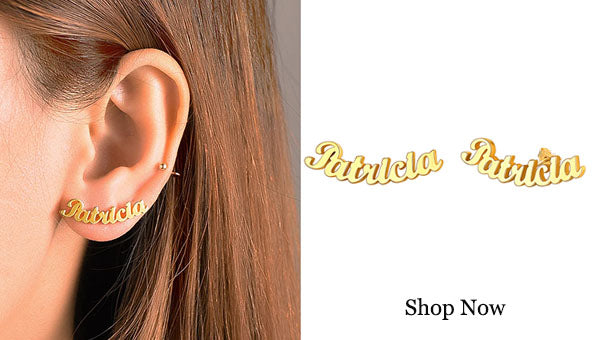 u7jewelry 18k gold plated Minimalist Name Stud Earrings