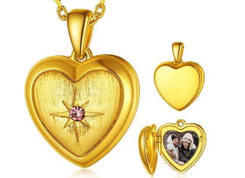 U7 Jewelry Sterling Silver Heart Sun Locket Necklace Photo Pendant