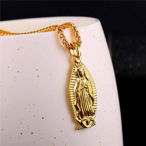 18K Gold Virgin Mary Necklace Gold Necklace Necklaces for Women Coin Necklace  Virgin Mary Pendant Miraculous Medal Mom Gift for Her - Etsy