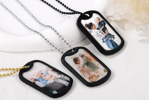 Personalized Photo Pendant Necklace With Text Dog tag Keychain