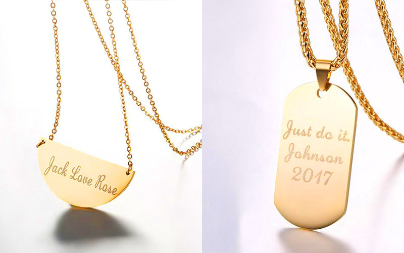 personalized bar necklace and dog tag