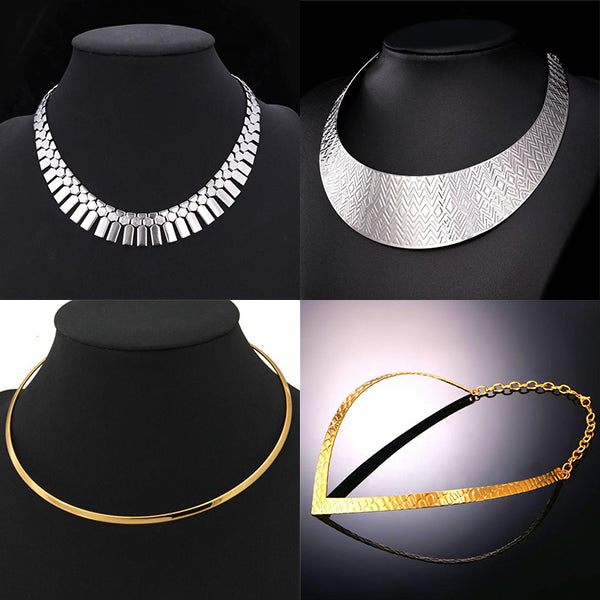 2022 New Punk Gold Silver Color Geometic Metal Choker Necklace For Women  Vintage Maze Shape Clavicle