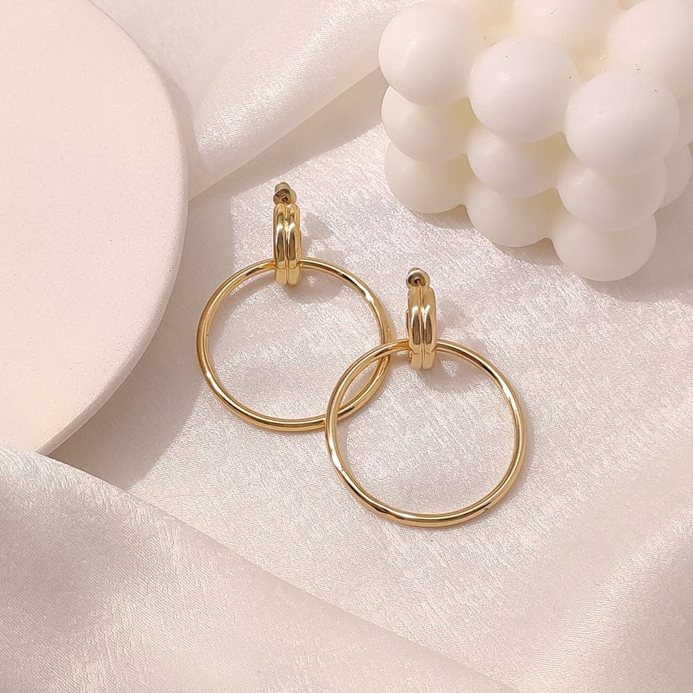 18K Gold Plated Circle/Double C/Infinity/Bobbled C Hoop Earrings S925 Needle 