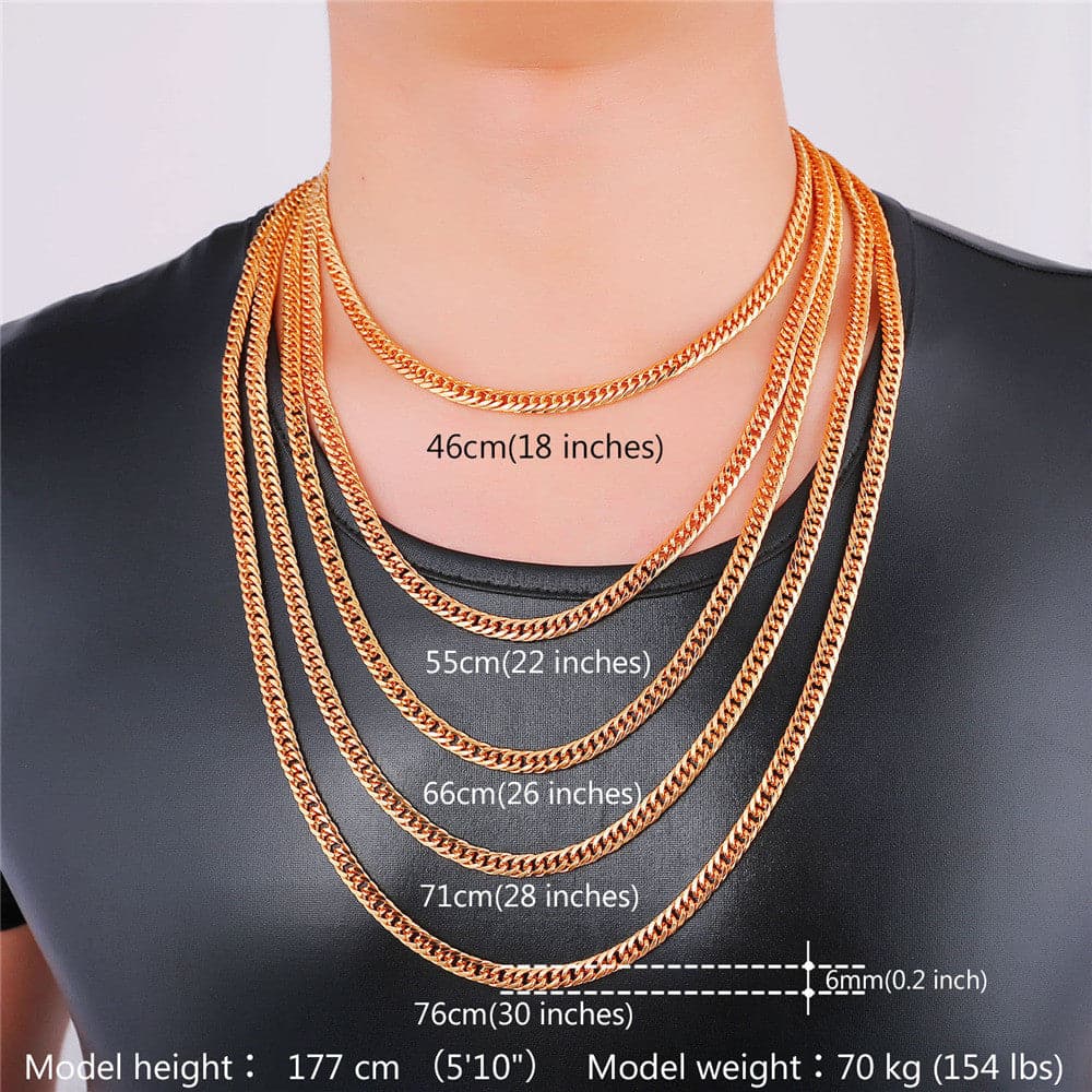 6mm 76cm Long Necklace Gold Venitian Chain For Men Jewelry With 