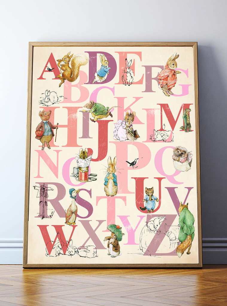 peter rabbit alphabet print beatrix potter nursery art