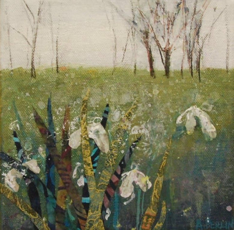 Delicate snowdrops in mixed media by Anna Perlin at Iona House Gallery