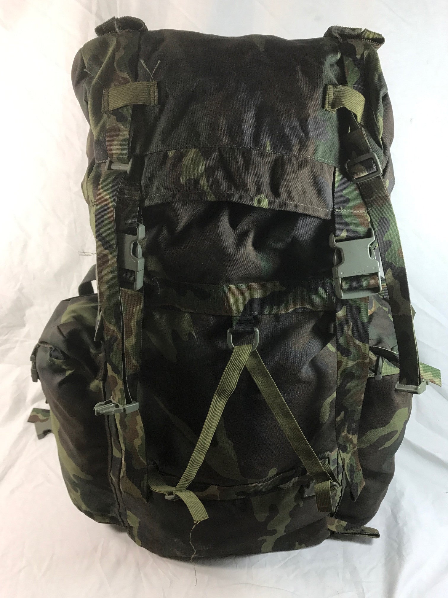 Large 90L Italian army surplus woodland camouflage rucksack / backpack ...