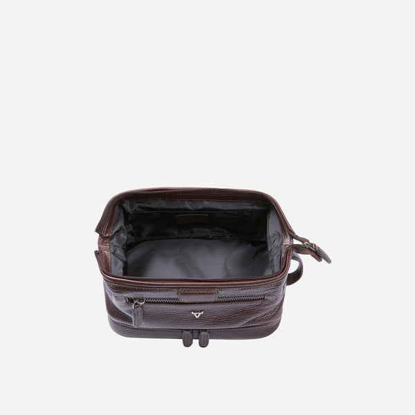 Genuine Leather Wash Bag, Impala Brown - Leather Wash Bag | Brando Leather South Africa