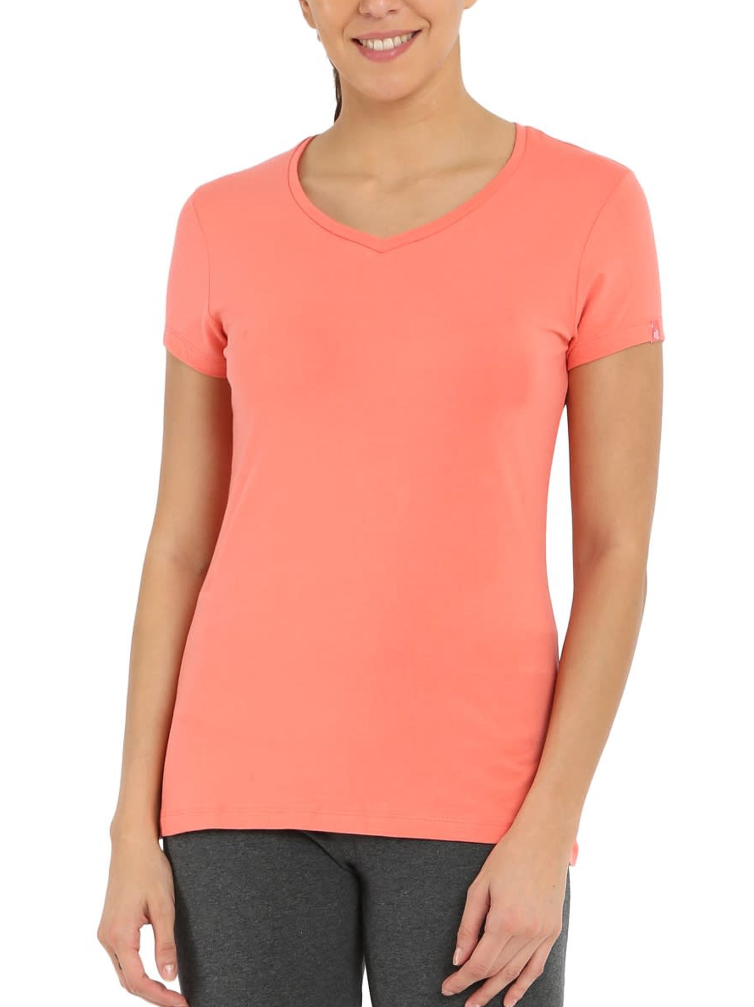 pink v neck tshirt