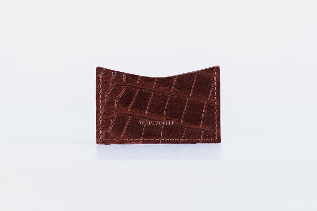 POCKET WALLET - BROWN CROC EMBOSS