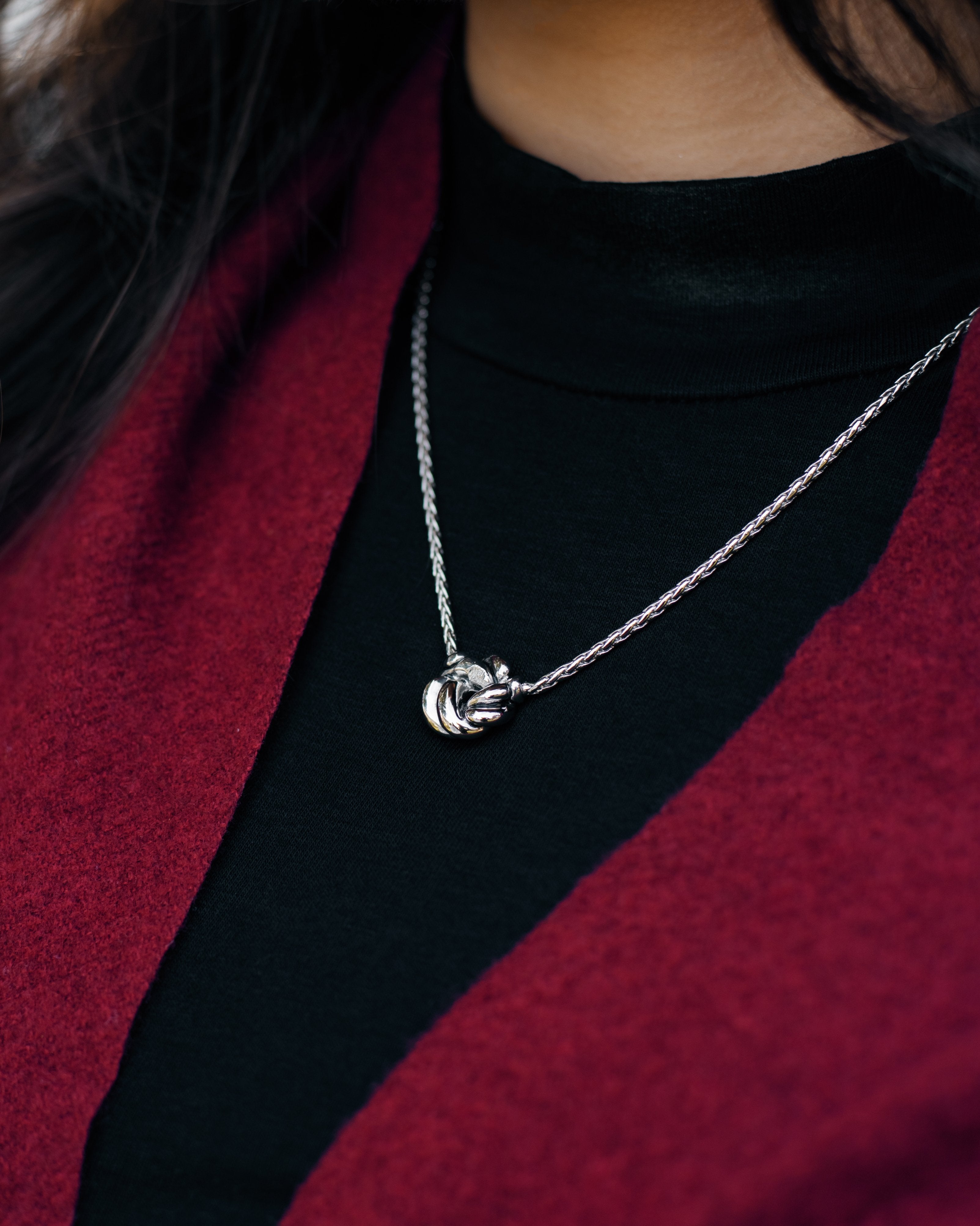 Rhodium Love Knot Necklace