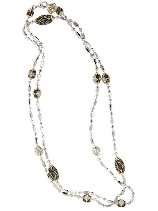 Lattice Collection - Black Abalone Edition - Long Pav  Necklace