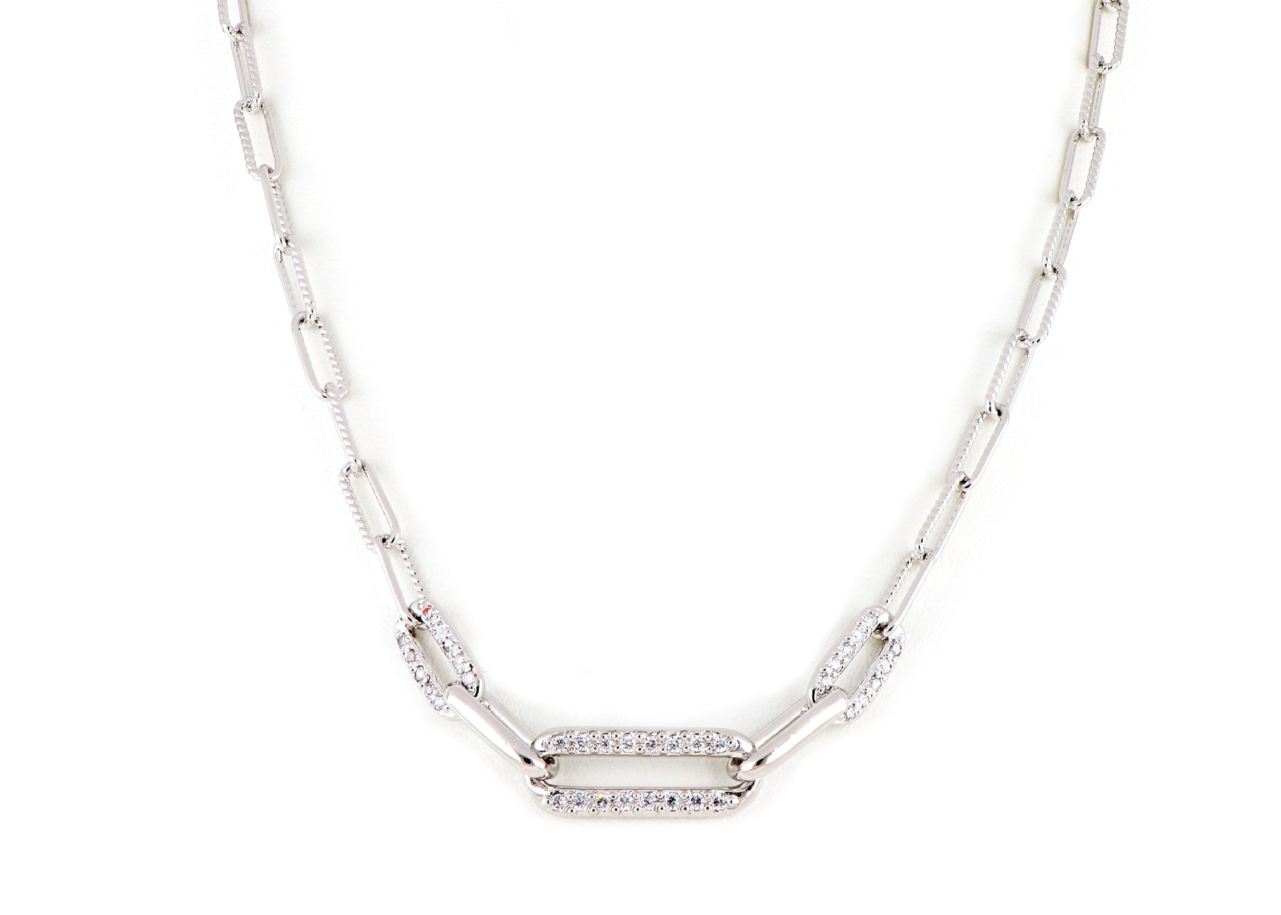 Diamante Three Link Pavé Center Necklace