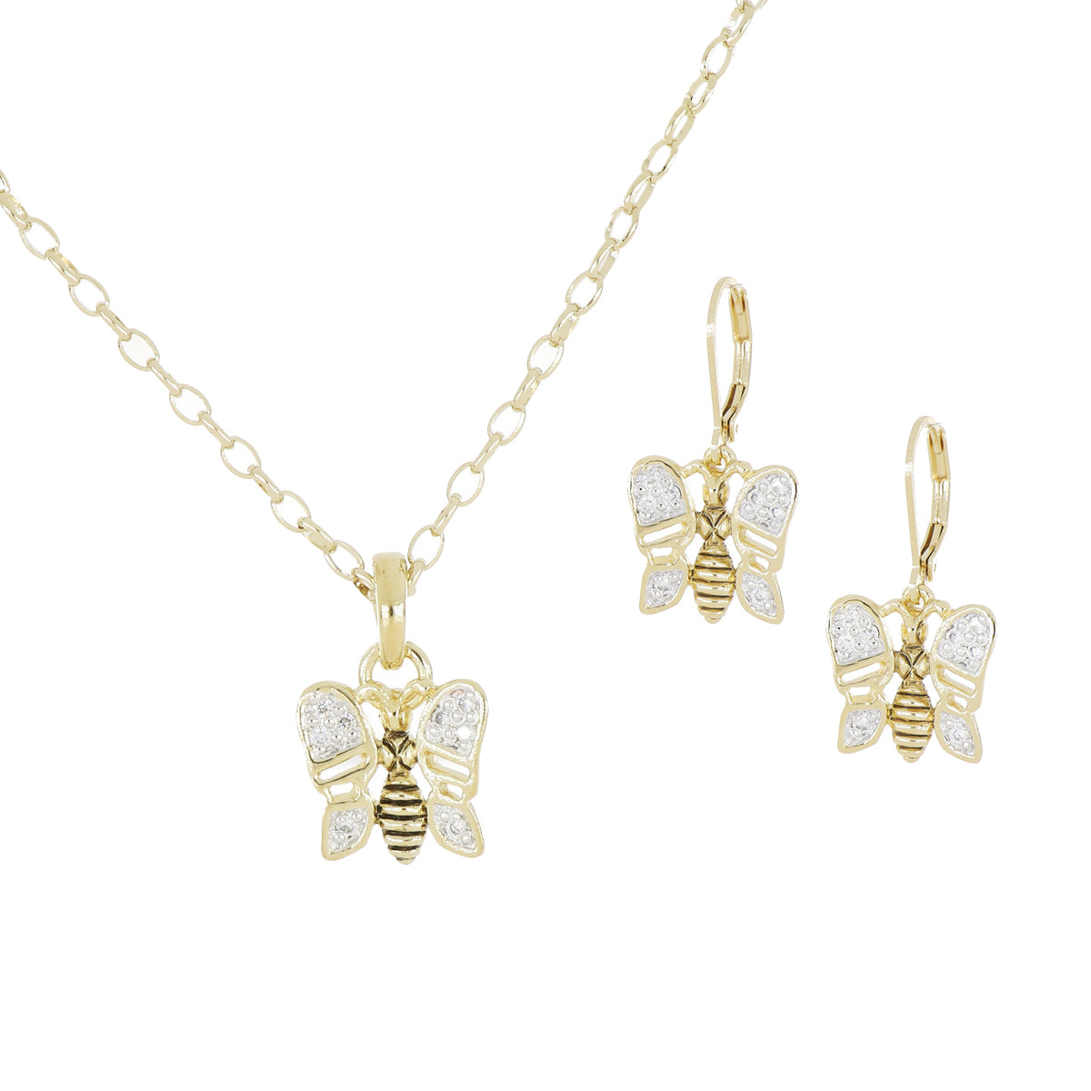 20th Anniversary Butterfly Pendant Necklace & Earring Gift Set
