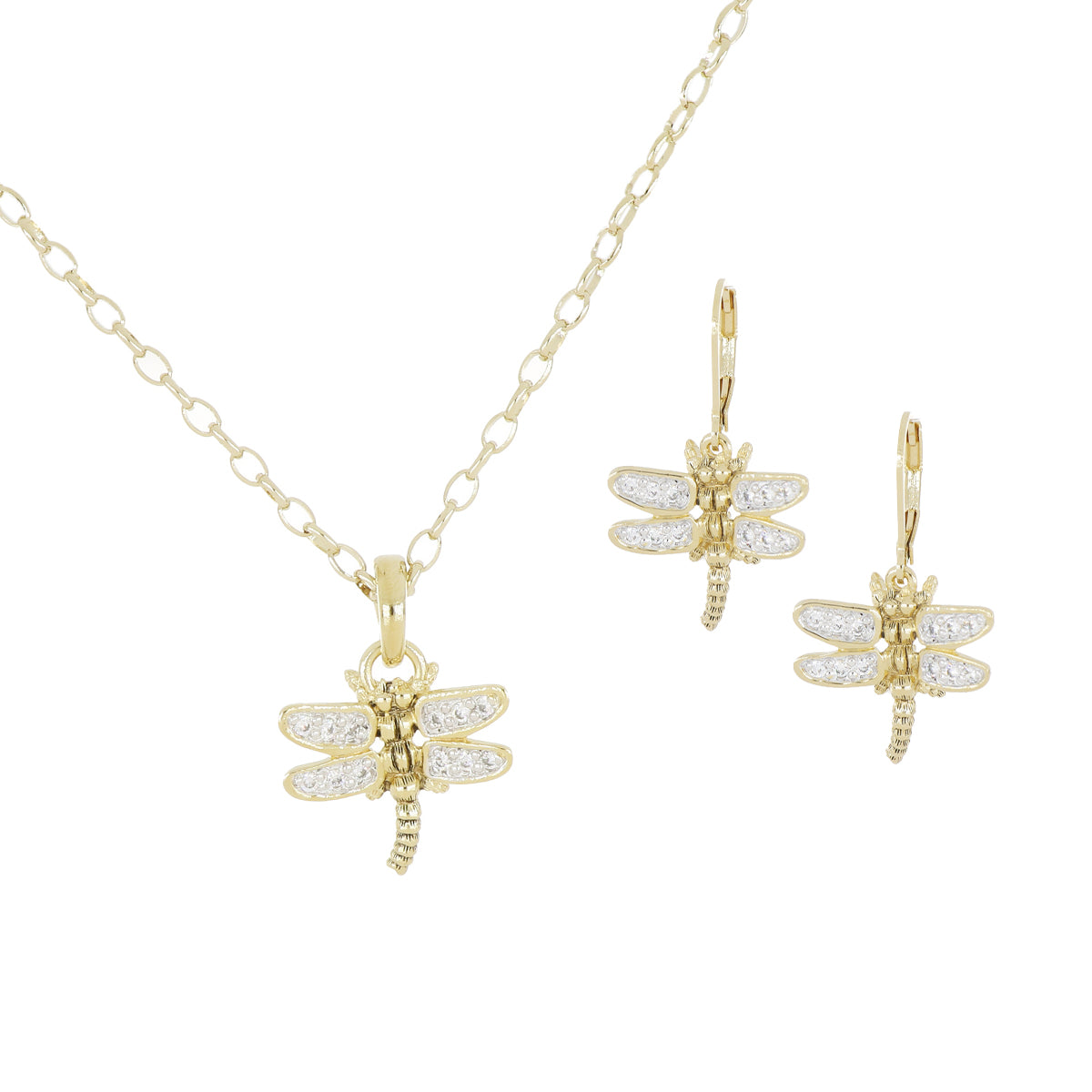 20th Anniversary Dragonfly Pendant & Earring Gift Set