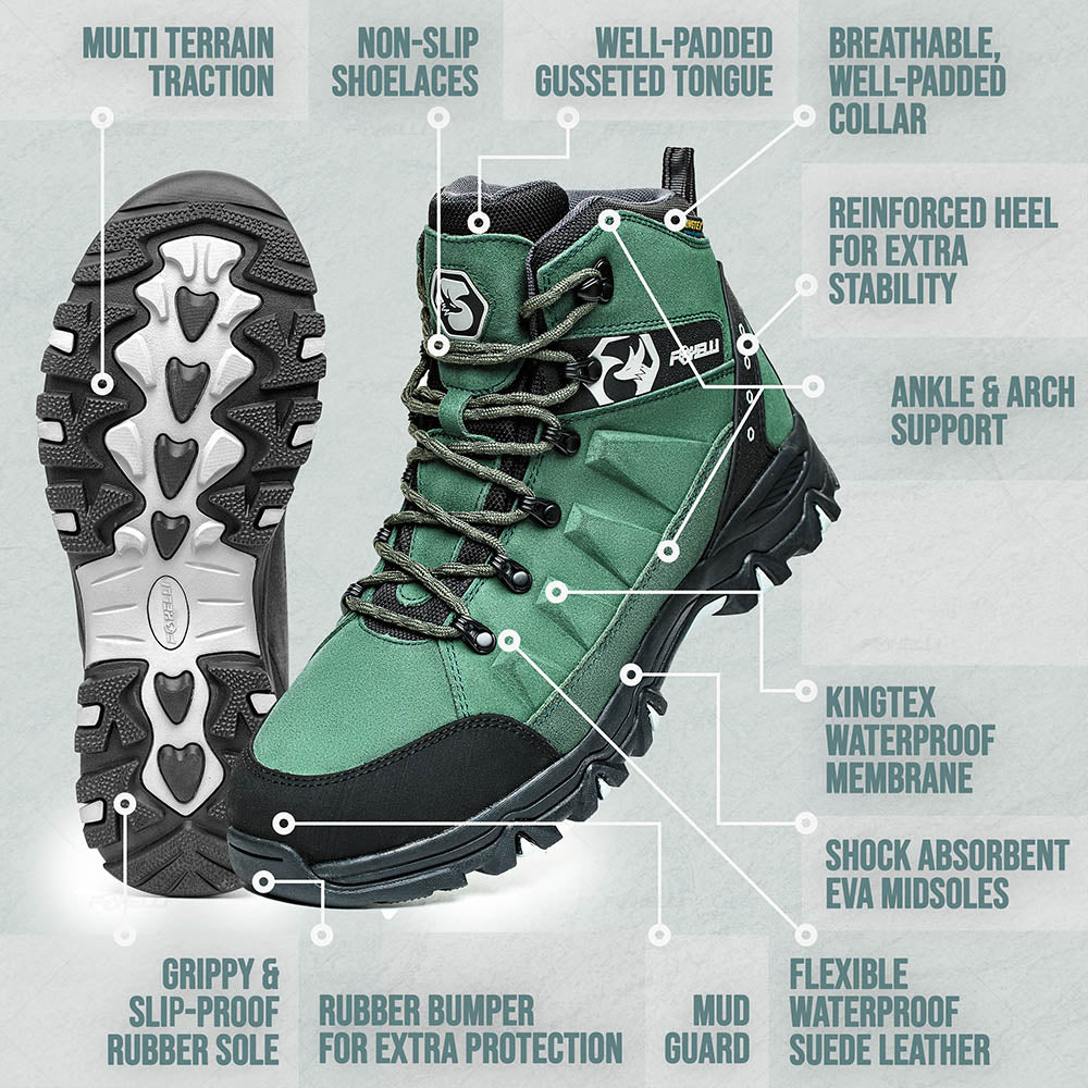 green hiking boots