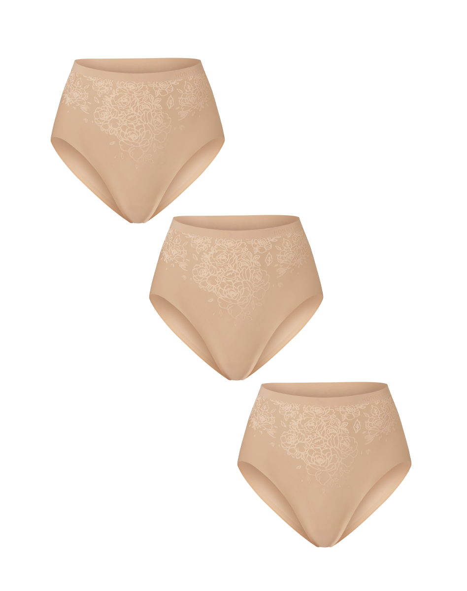 Silhouette Roses Brief 3-Pack in Sand