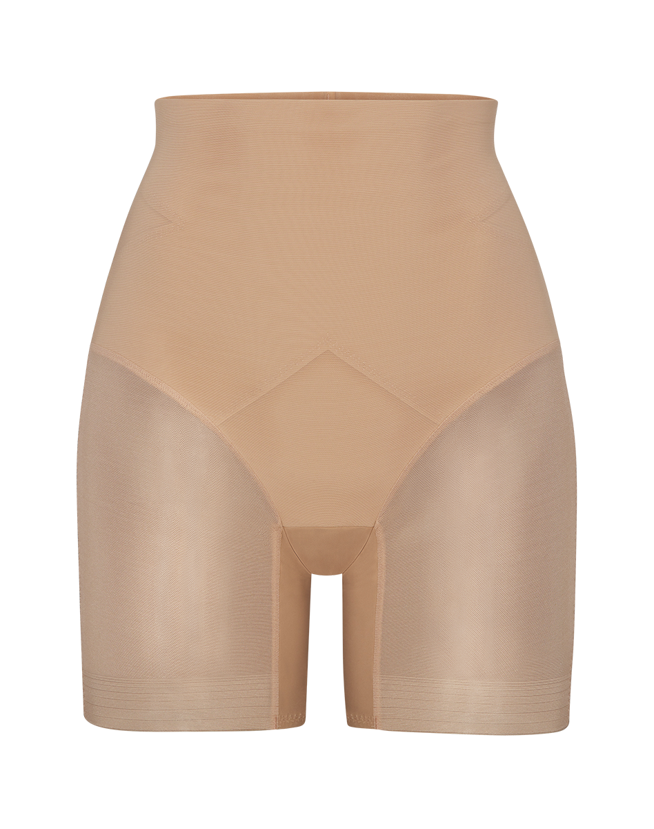 Haute Contour High-waisted Mid-thigh Shorts In Soft Sand