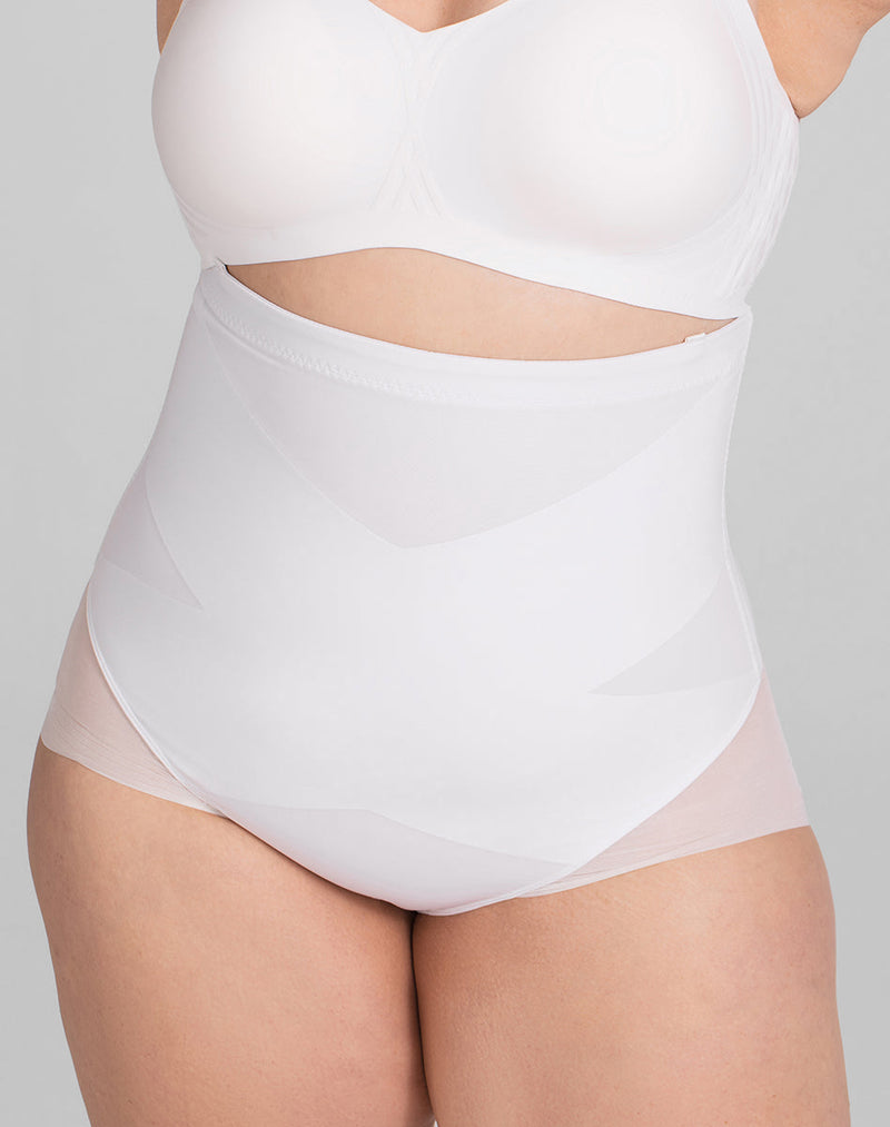 Model Brianna wearing SuperPower Brief in size Plus size one and color Astral, seen from the Front
