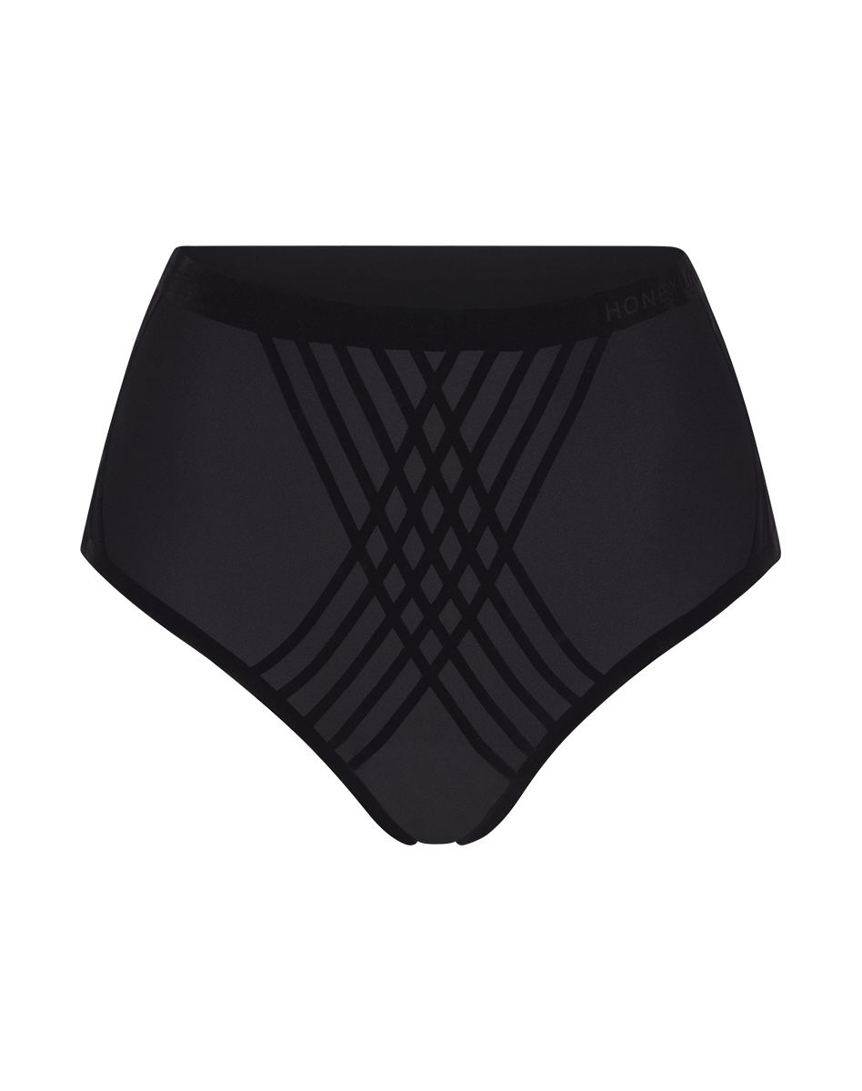 New Women's HONEYLOVE #1 Black SuperPower Runway Thong Panty Size