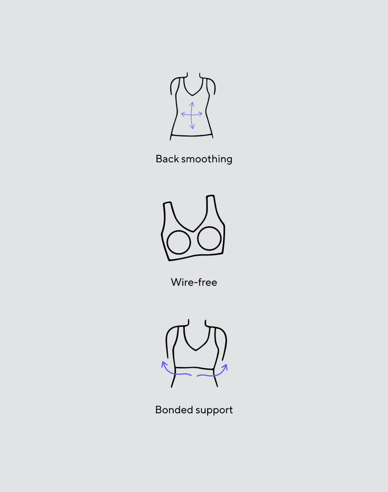 HONEYLOVE V-NECK BRA 1X Gray Seamless Back Smoothing Wide Straps Wireless  £28.31 - PicClick UK