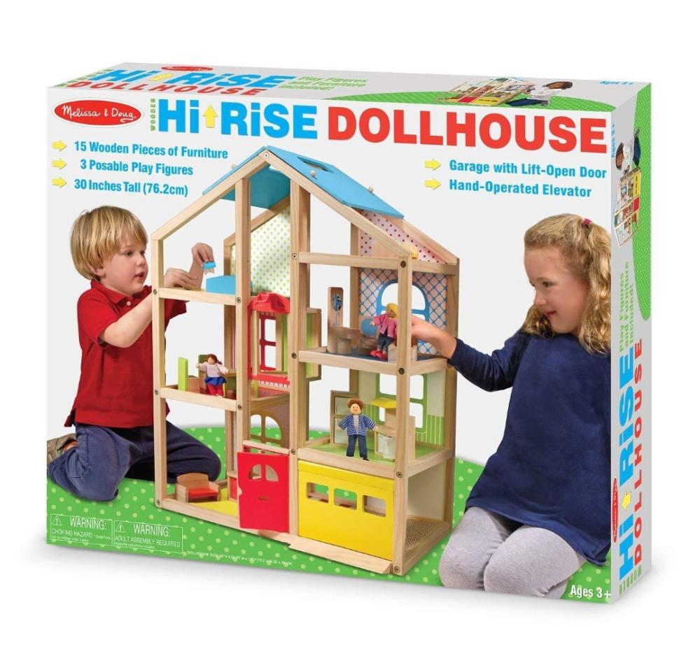 melissa and doug hi rise wooden dollhouse