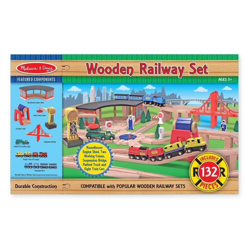 wooden railway train set
