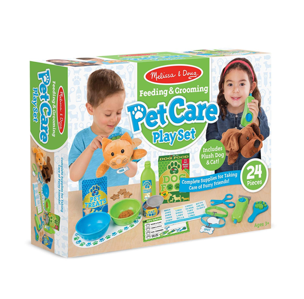 melissa and doug deluxe pet vet care and grooming play set