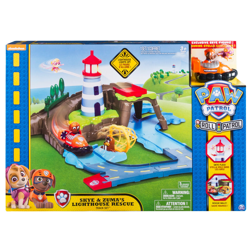 paw patrol roll patrol skye & zuma's lighthouse rescue track set