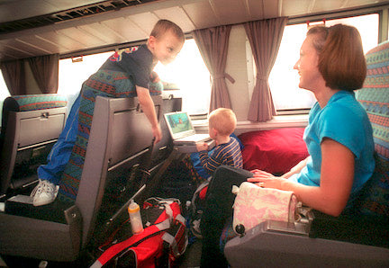 family in car, west bound amtrak train in whitefish, montana, rail fans, montana living magazine, david reese, karen nichols photo