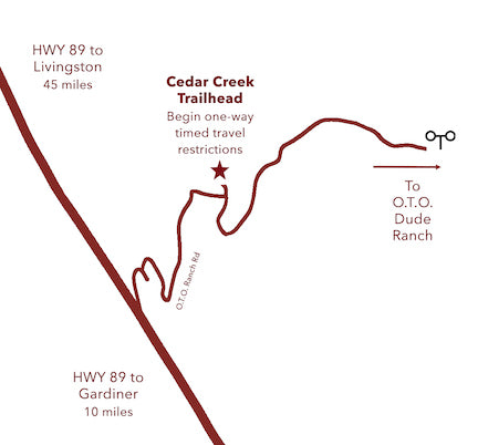 map to the oto ranch in gardiner, montana