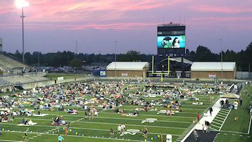 msu montana state university movie night on campus, football field,  montana living magazine