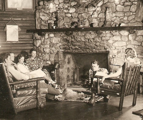 great room with fireplace, ranch preservation llc, montana historic dude ranch, OTO ranch, gardiner, montana living