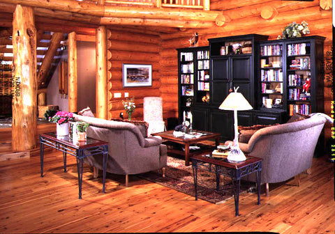 great room, living in a log home in montana, montana living magazine, manlove interior designer