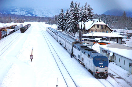 west bound amtrak train in whitefish, montana, rail fans, montana living magazine, david reese