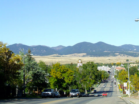 visiting downtown lewistown, montana, montana living magazine, snowy mountain range, main street montana town