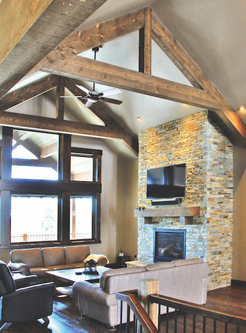 timber frame accent living room, bathroom, stumptown builders, matt arave, montana living, montana's finest homes, builders in whitefish montana, whitefish mountain resort real estate