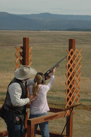 trap shooting woman, paws up resort, montana living, david reese, montana luxury resorts, romantic destination