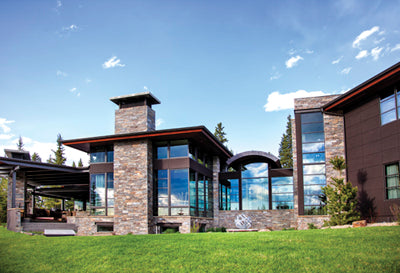 exterior prairie home rock, Lyndon Steinmetz Design, Montana Rockworks native stone, Montana's Finest Homes, native stone, Montana Living magazine, David Reese 