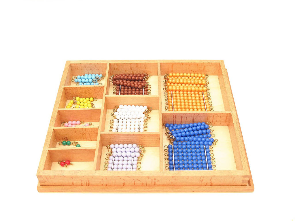 Montessori Material Short Bead Chains, Squares in Box – Pink Montessori