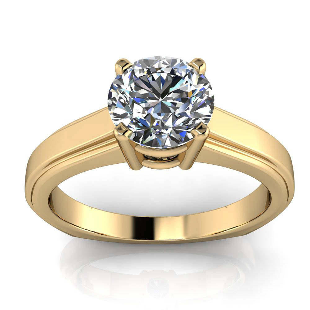 Moissanite Solitaire Engagement Ring Euro Shank - Alissa